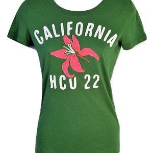HOLLISTER CALIFORNIA HCU 22 HIBISCUS GREEN T-SHIRT